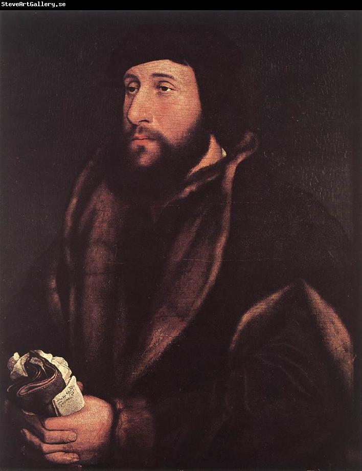 HOLBEIN, Hans the Younger Portrait of a Man Holding Gloves and Letter sg